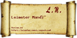 Leimeter Manó névjegykártya